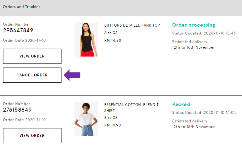 Change or Cancel an Order Zalora Malaysia