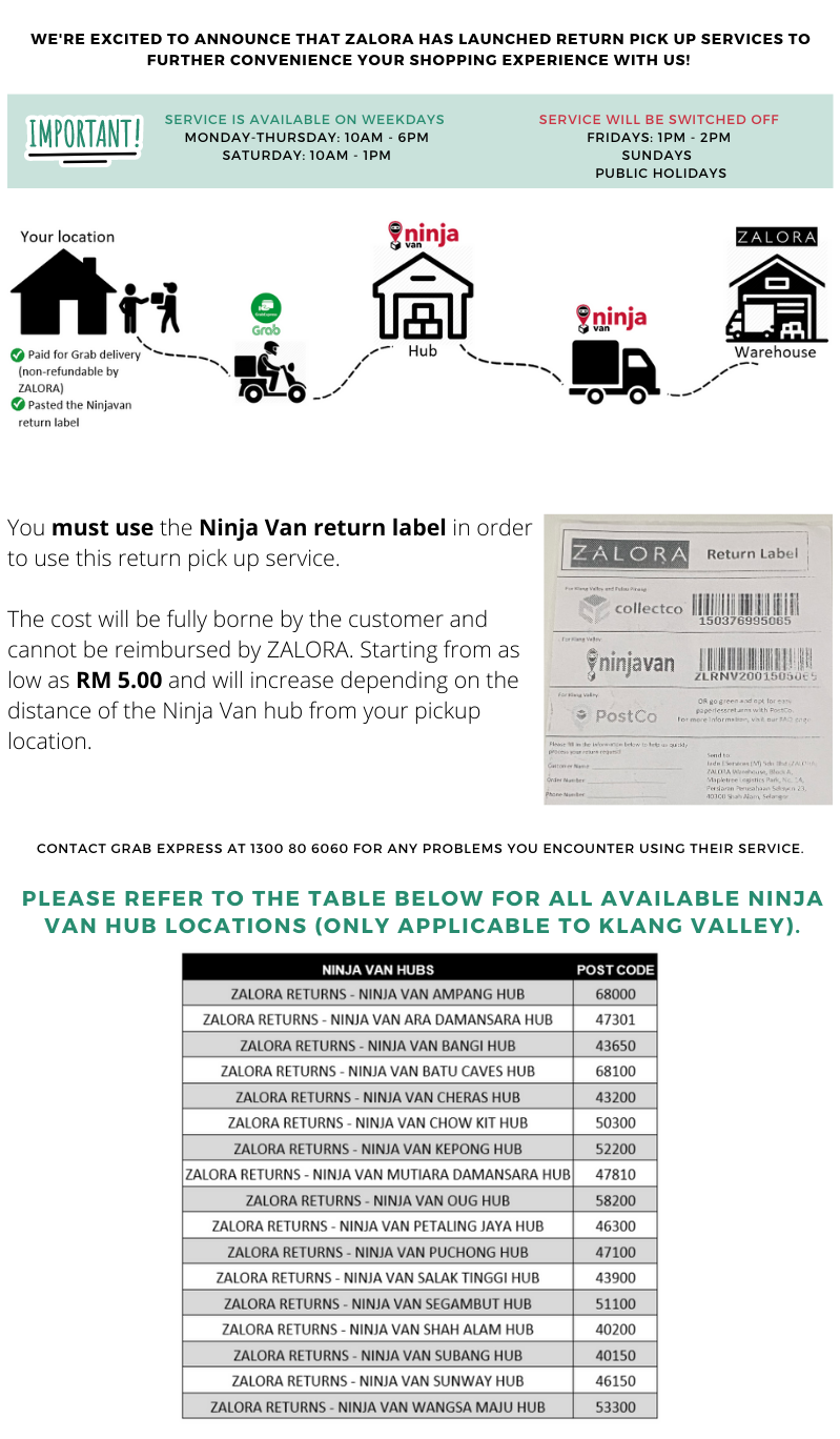 Grab Delivery x Ninja Van Return Pick Up Service Zalora