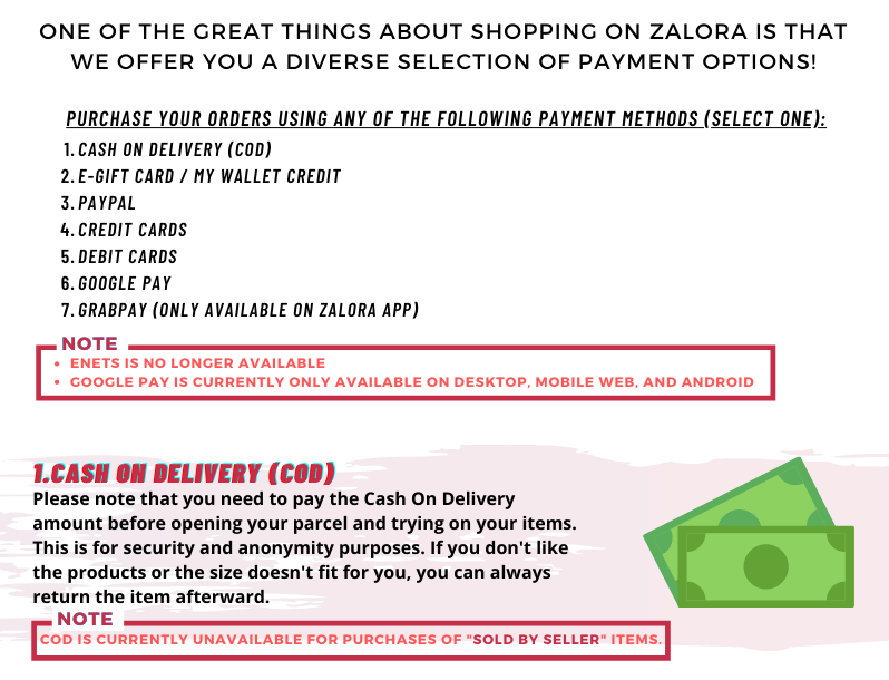 Payment Options Zalora Singapore