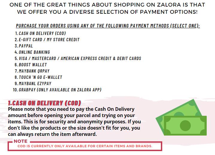 Payment Options Zalora Malaysia
