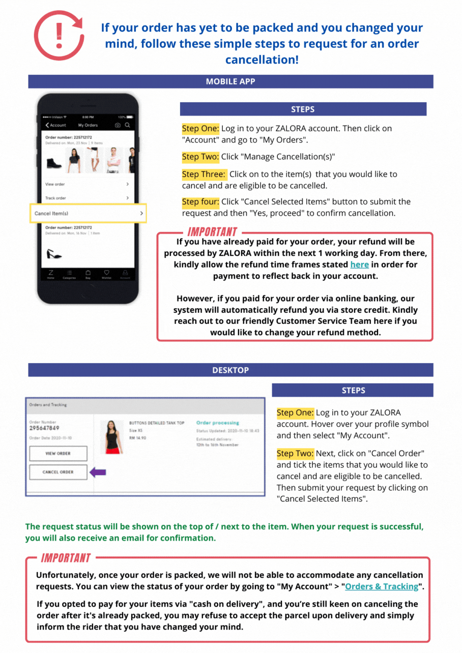 Cancel An Order Zalora Malaysia