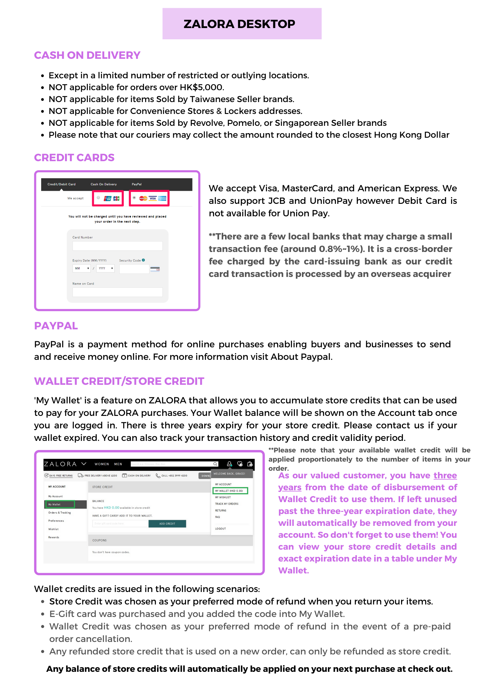 Payment Options Zalora Hong Kong