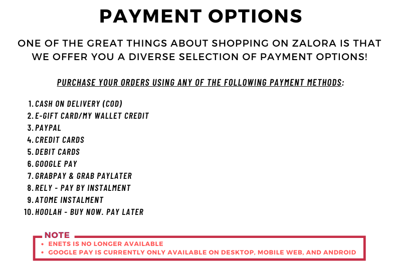 Payment Options Zalora Singapore