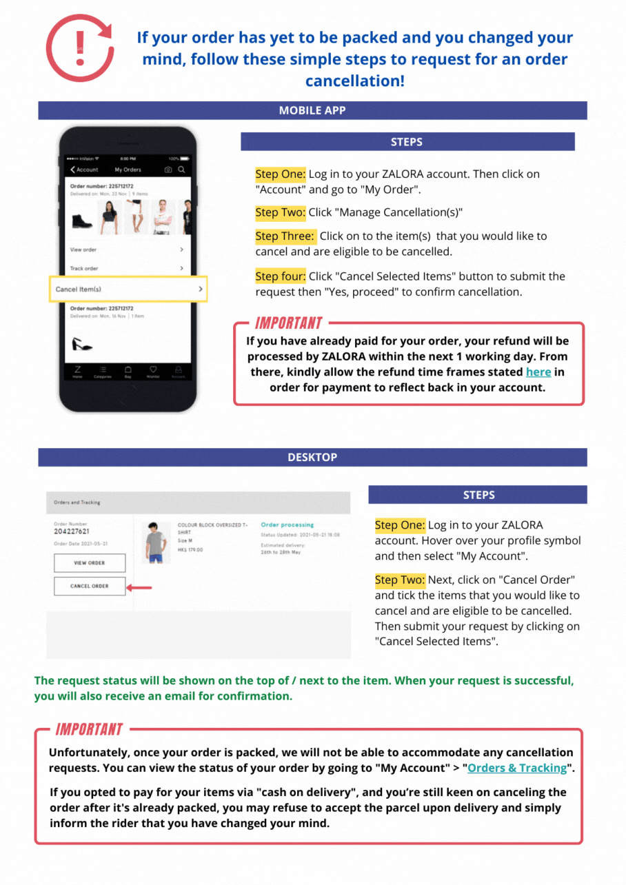 Cancel An Order Zalora Hong Kong