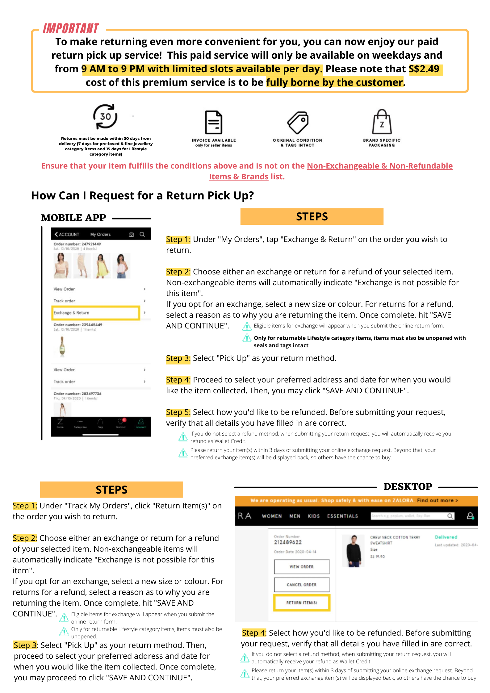 Return Pick up Zalora Singapore