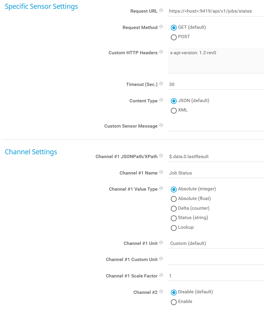 Sensor settings example for Veeam Backup & Replication