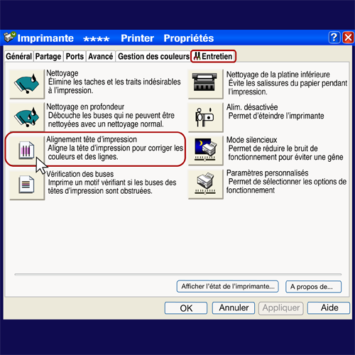 Alignez les têtes d’impression de votre imprimante grâce à votre logiciel