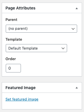 The page attributes box in the editor