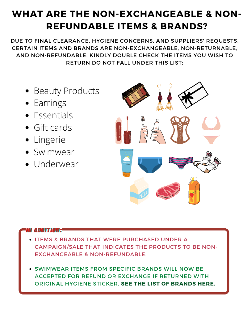 What are the NonExchangeable & NonRefundable Items & Brands? ZALORA