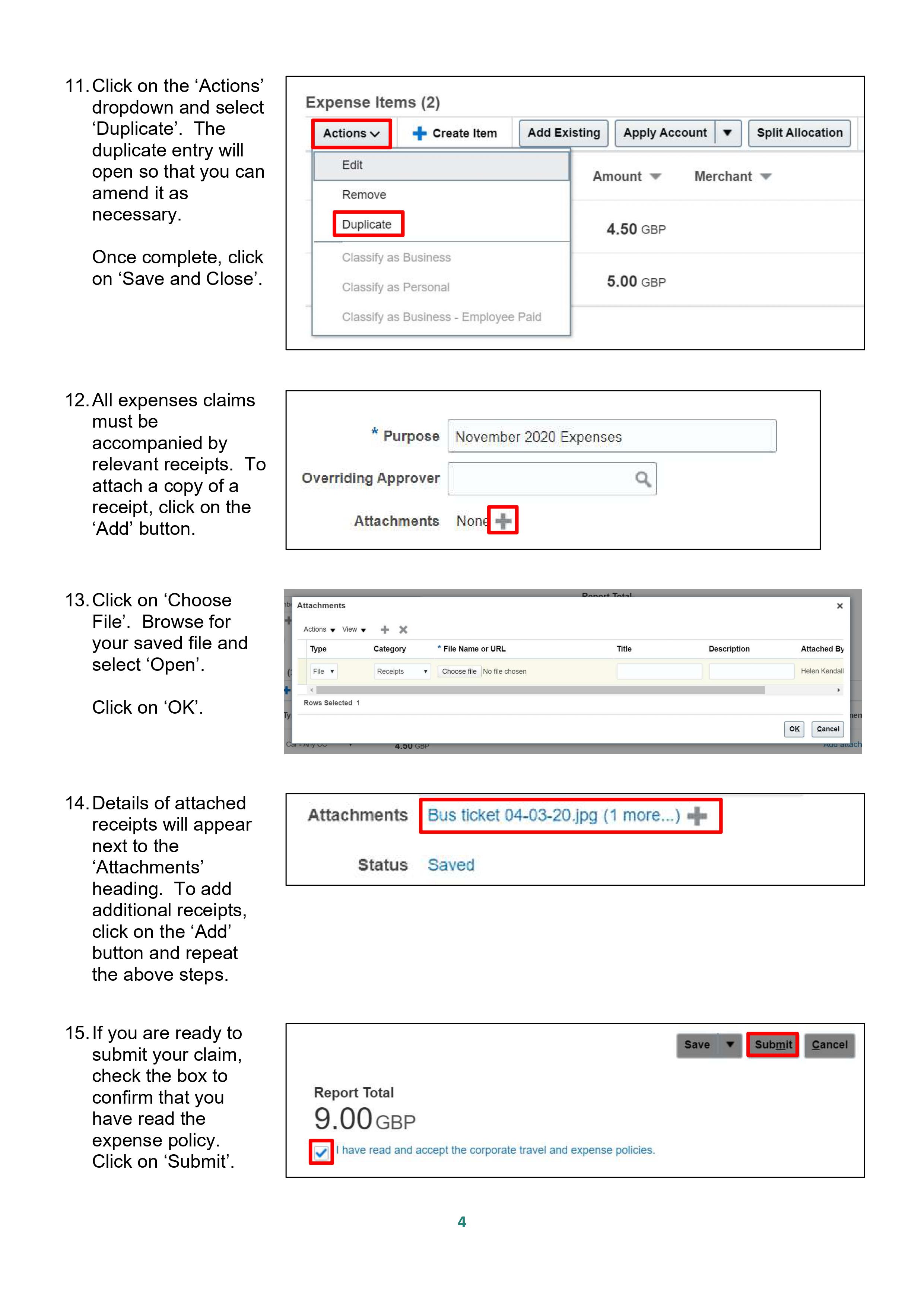 How to claim nonmileage related expenses Support Portal
