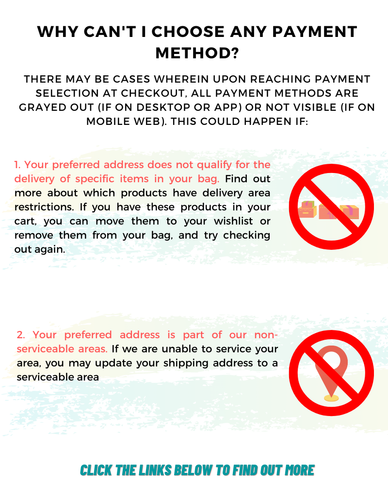 Why can't I choose any payment method? ZALORA Philippines