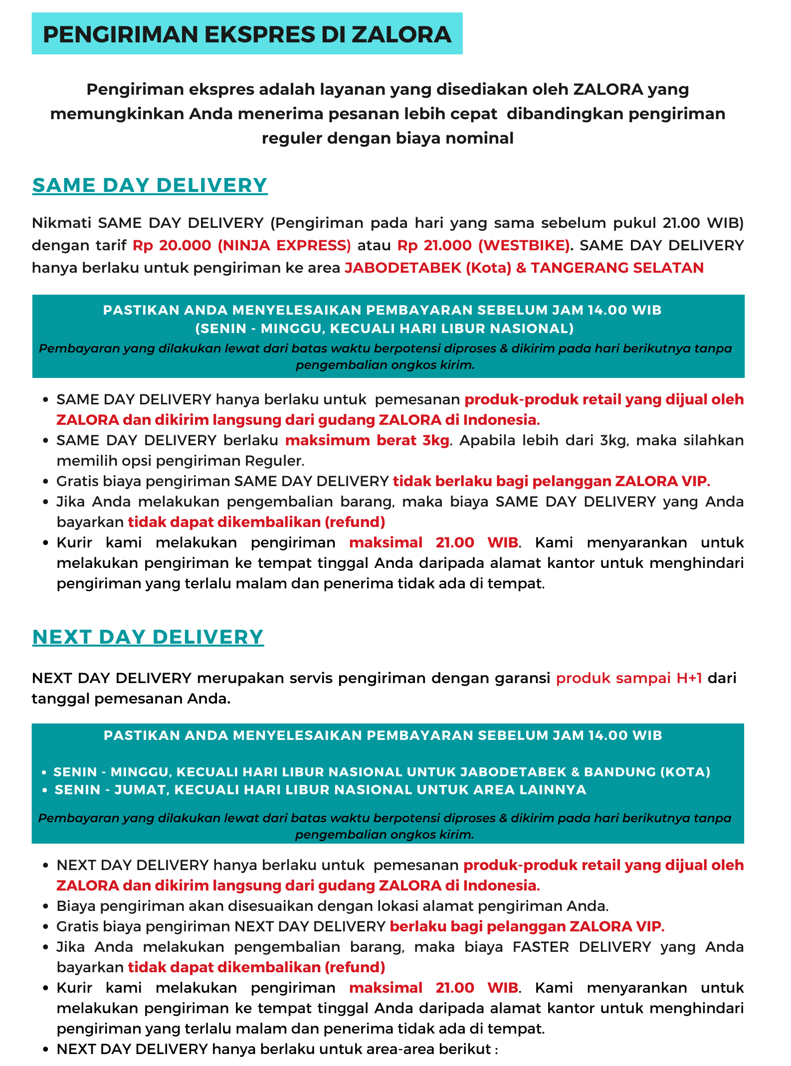 Next Day Delivery (Produk ZALORA) Zalora ID
