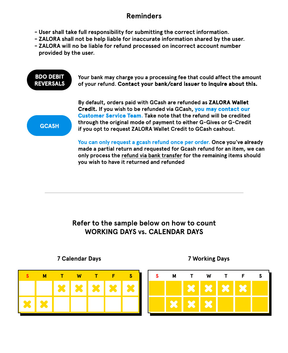 How long will the returns process take? ZALORA Philippines