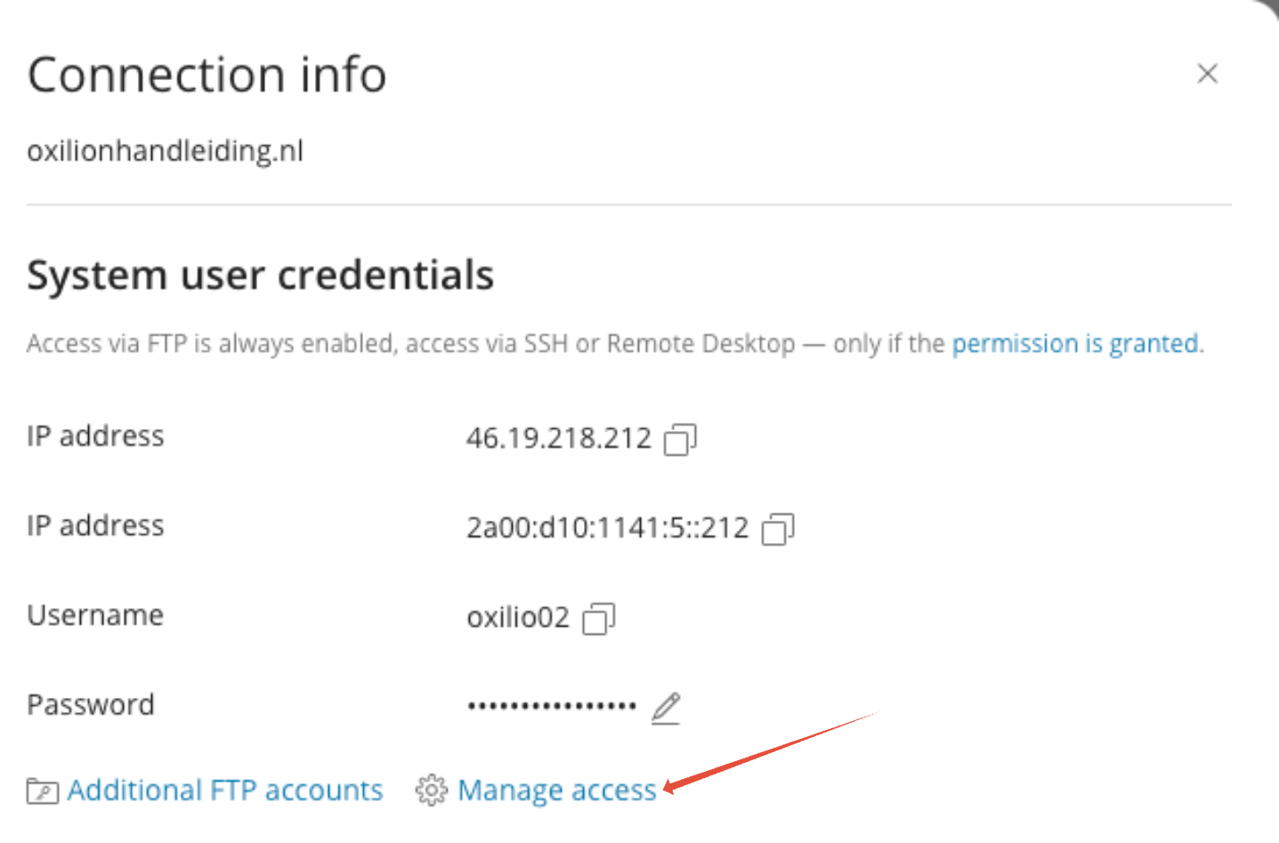 Pijler op Manage Access