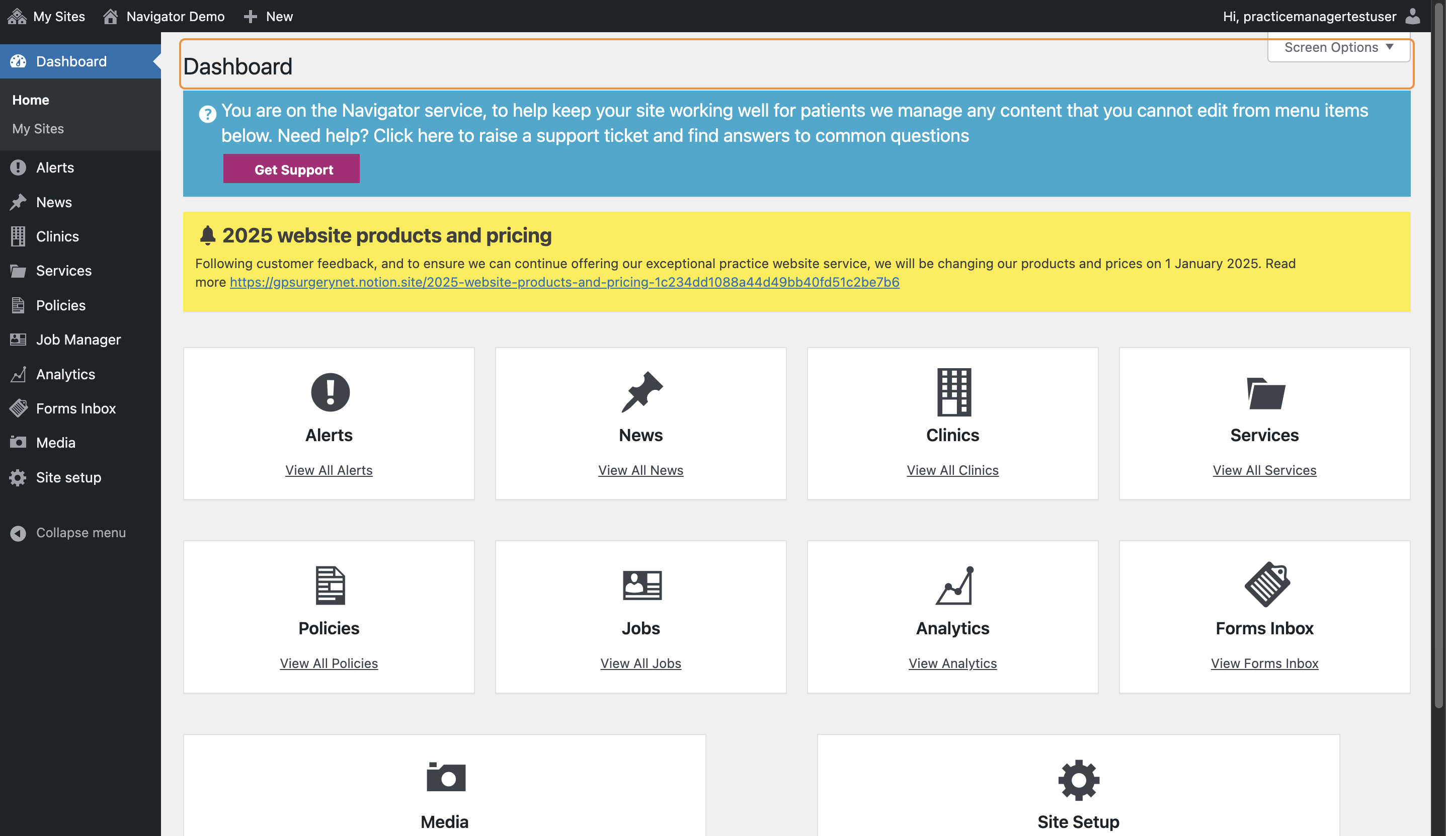 The Navigator Dashboard.