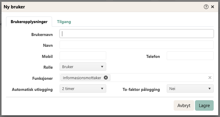 Registrer ny bruker i Solidus