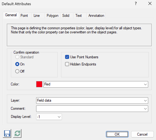 Default Attributes dialog