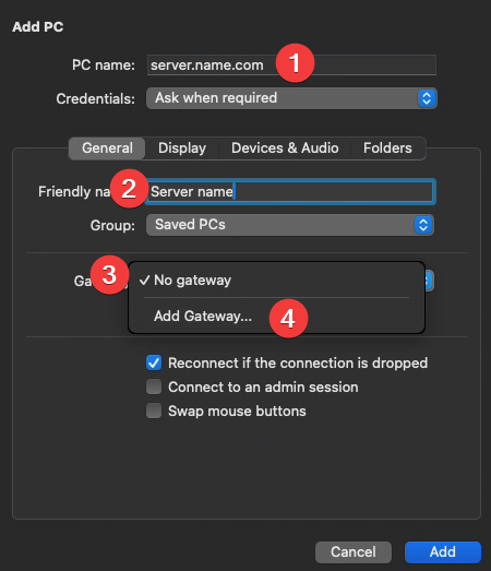 Server för fjärrskrivbord 