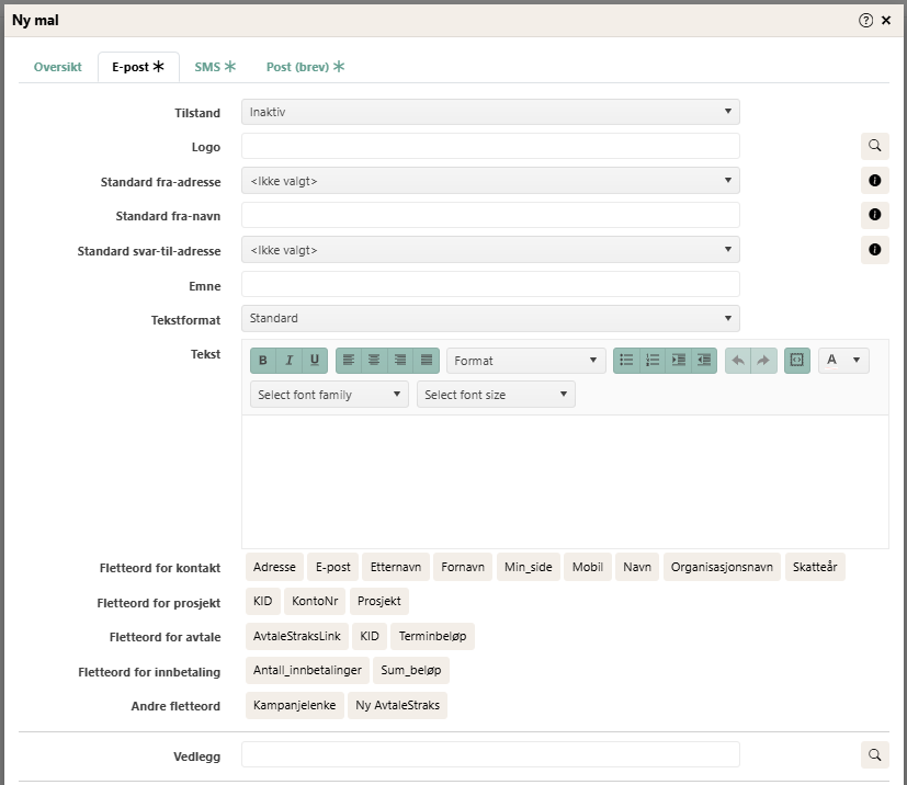 E-postmal – valg av tekstformat