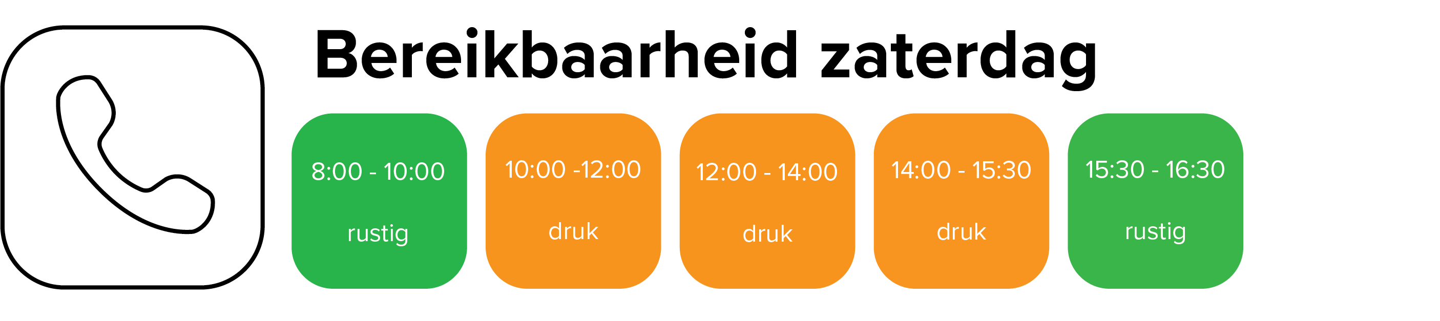 bereikbaarheid zaterdag