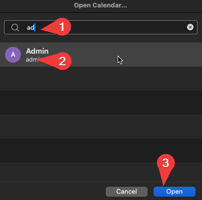 open Exchange server shared calendar
