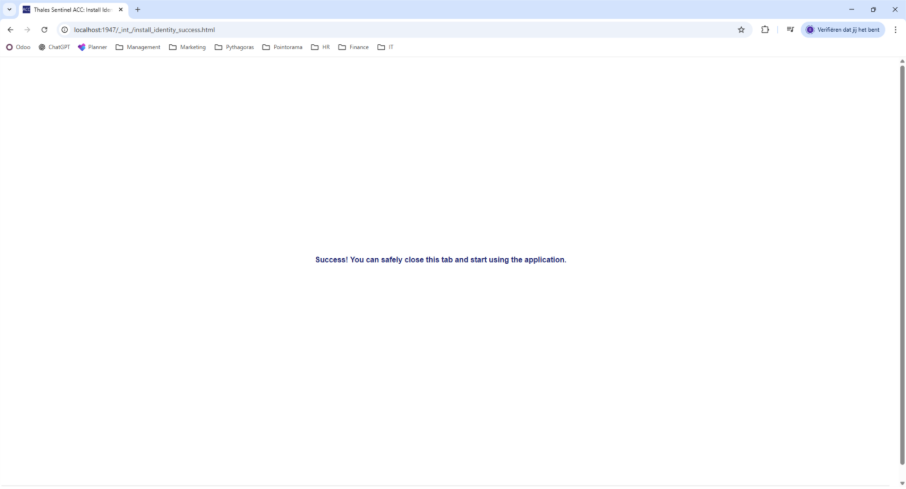 Screenshot: Confirmation showing activation completed