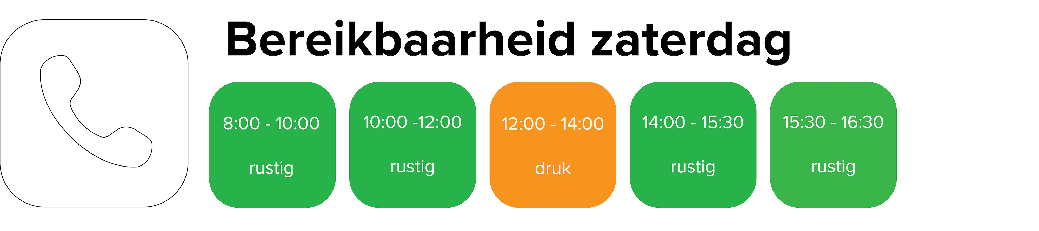 bereikbaarheid zaterdag