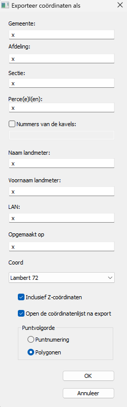 Bonus Tools > Exporteren > Kadaster