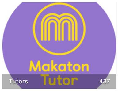 A purple circle with yellow text and a letter m
Description automatically generated