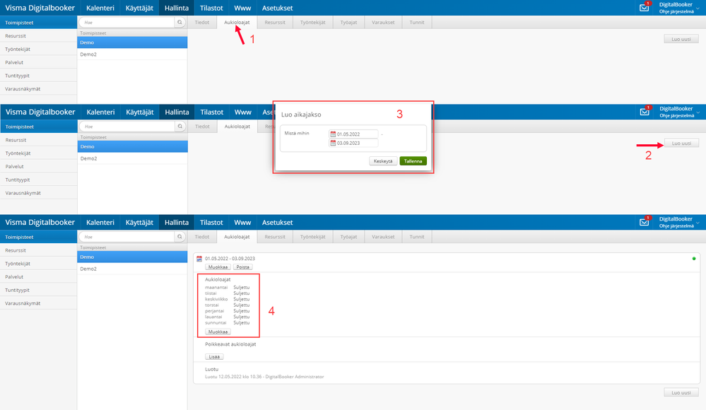 Aukioloaikojen lisääminen