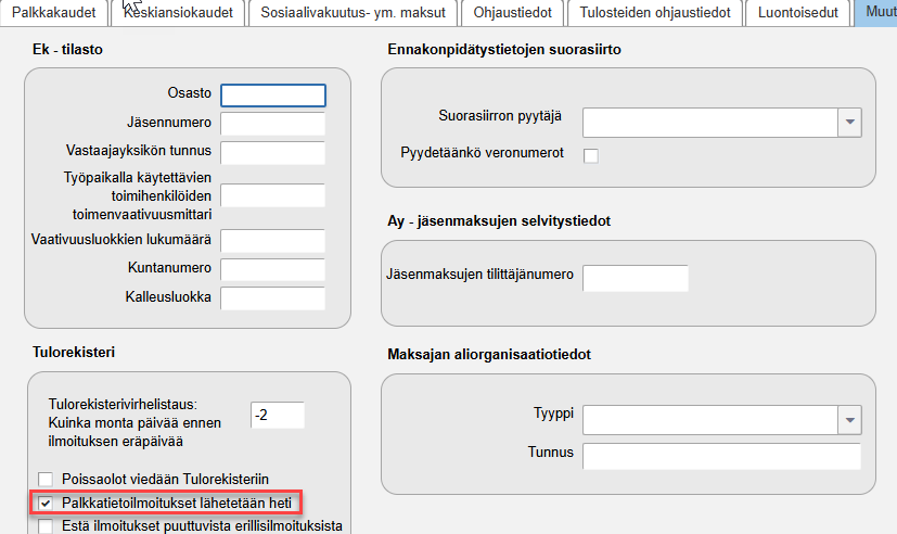 Lähetysnopeuden asetus