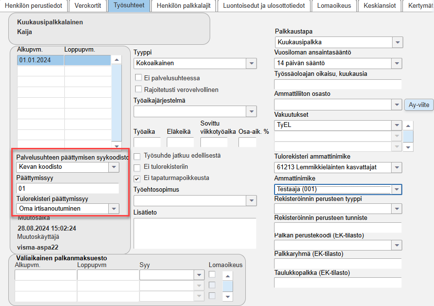 Päättymisen syykoodisto