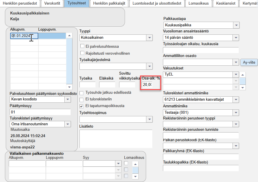 Osa-aikaisuusprosentti