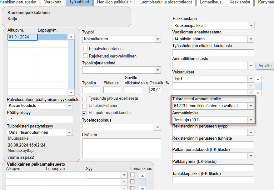 Ammattinimikkeen valinta