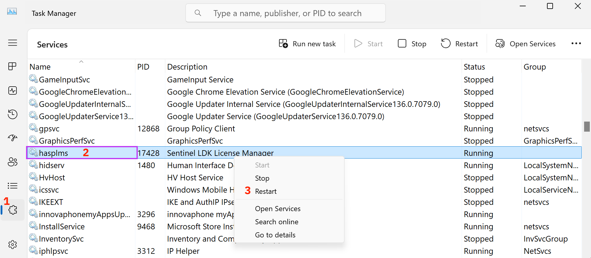 Task Manager Services hasplms