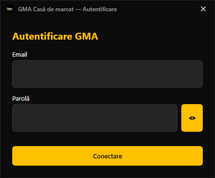 Fereastra de autentificare