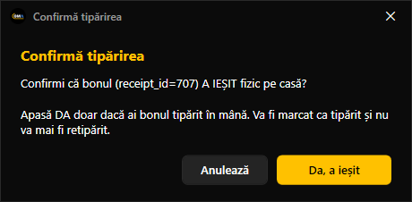 Confirmare S-a tipărit
