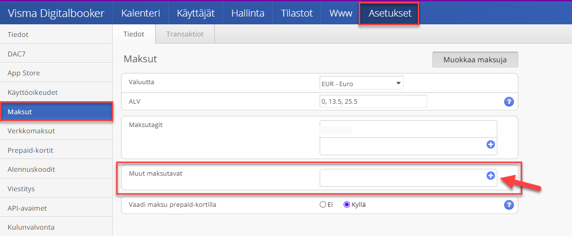 Maksutavan luominen vaihe 1