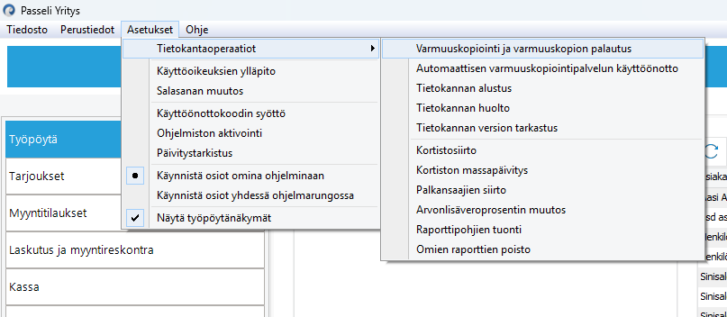 Reitti varmuuskopiointiin