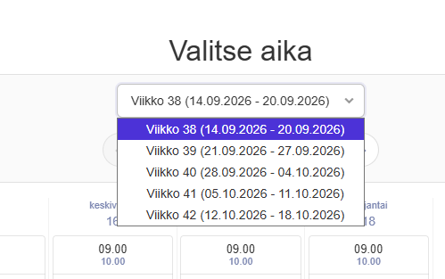 Viikkovalitsimen pudotusvalikko
