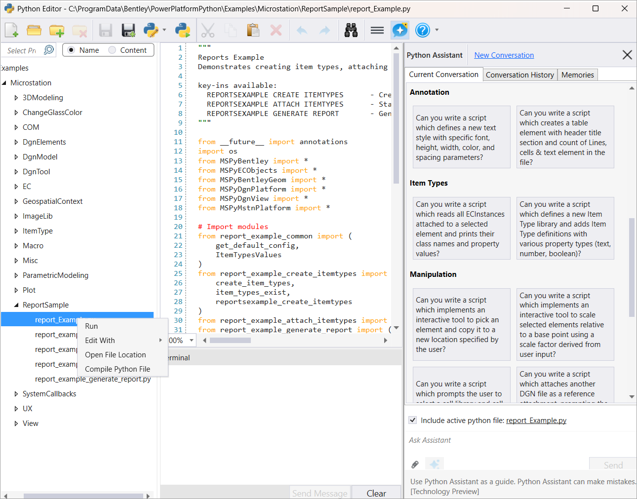 Python Editor Enhancements