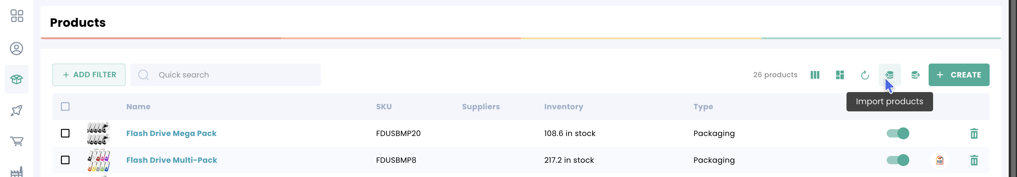 Download the template from the product list