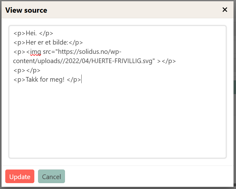 Bildelenken lagt inn i HTML-koden