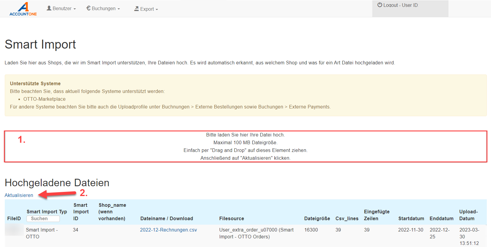 OTTO Market Buchhaltungsschnittstelle AccountOne