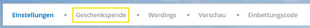 Screenshot vom Menü mit der Option "Geschenkspende"