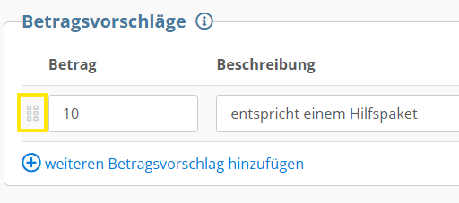 Screenshot mit dem Drag-and-Drop Symbol.