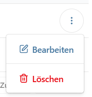 Aktionsmenü eines Expressformulars mit den Optionen Bearbeiten und Löschen