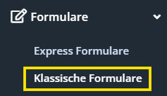 Screenshot des Menüpunkts Klassische Formulare