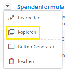 Screenshot Formular anlegen oder kopieren