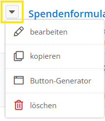 Screenshot des Pfeils beim Formularnamen